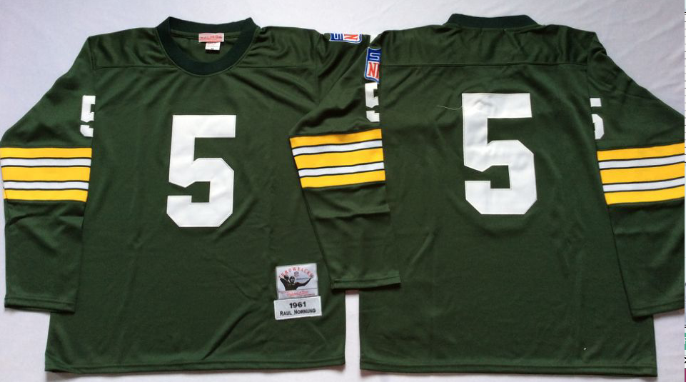 Men NFL Green Bay Packers #5 Hornung green Mitchell Ness jerseys->green bay packers->NFL Jersey